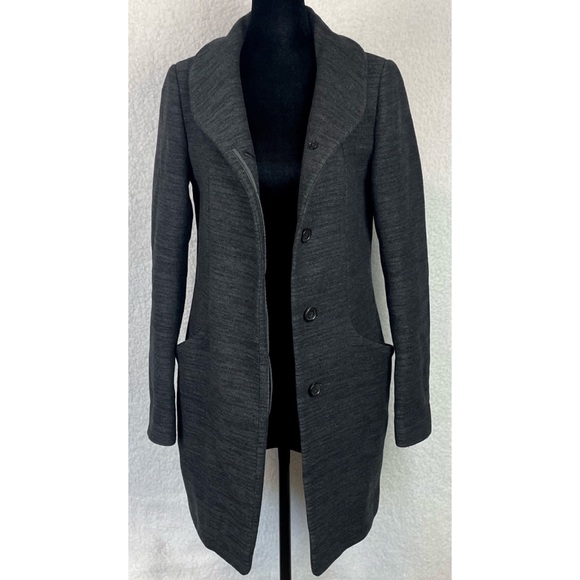 WILFRED • Aritzia Dark Grey/Charcoal Cocoon Wool-Cashmere Trench Coat - Picture 8 of 16